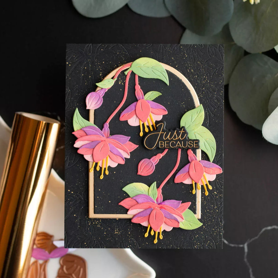 Magical Fuchsia Card Tutorial: Layered Die Cut Flowers on a Dark Background