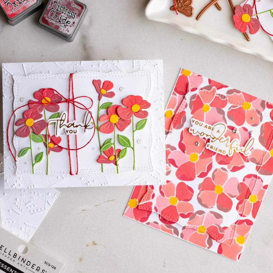 Poppy Song Card Tutorial: Easy Embossed Background and Die Cut Flowers