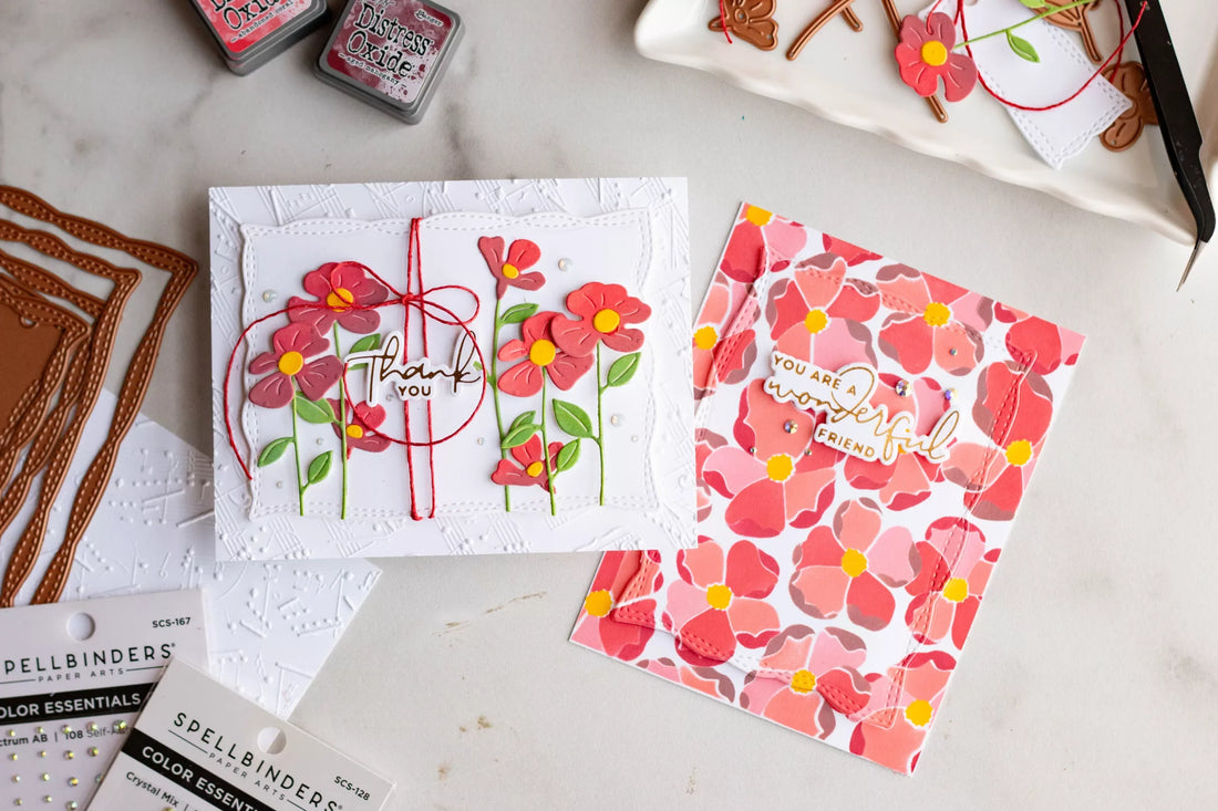 Poppy Song Card Tutorial: Easy Embossed Background and Die Cut Flowers