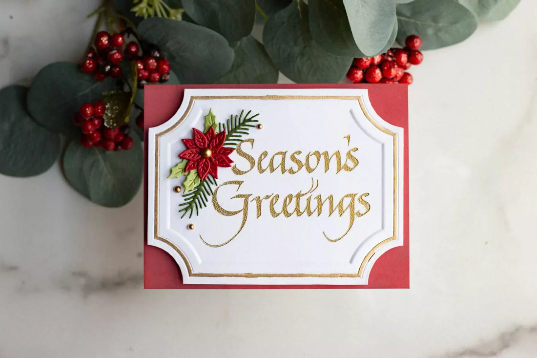 How to Heat Emboss with BetterPress Plates | Season’s Greetings Christmas Card Tutorial