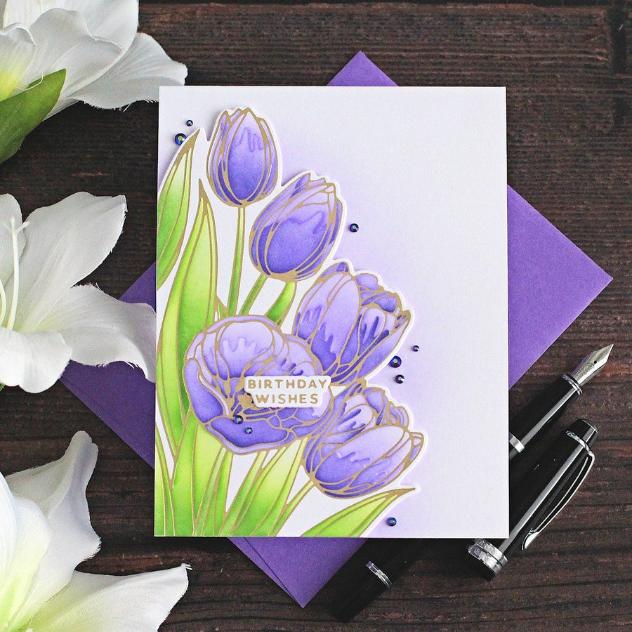 Four Petal Wonderful Tulips Foiling & Stenciling Step-by-Step