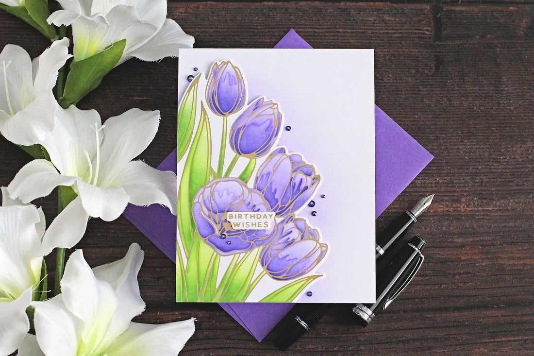 Four Petal Wonderful Tulips Foiling & Stenciling Step-by-Step