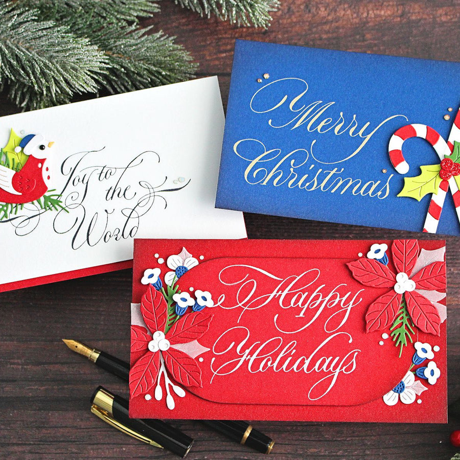 Mini Slimnline Trio Featuring Copperplate Holiday Sentiments
