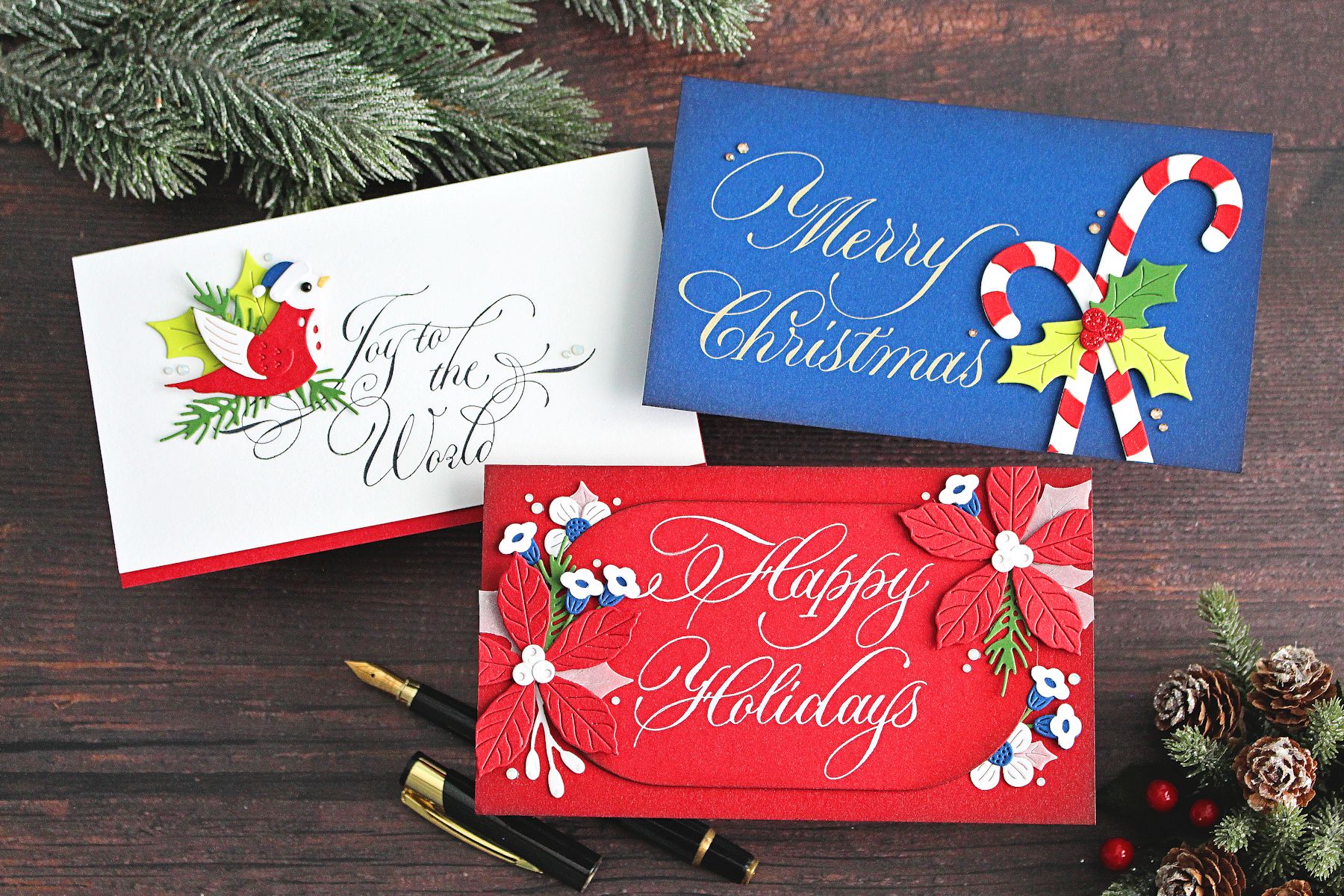 Mini Slimnline Trio Featuring Copperplate Holiday Sentiments