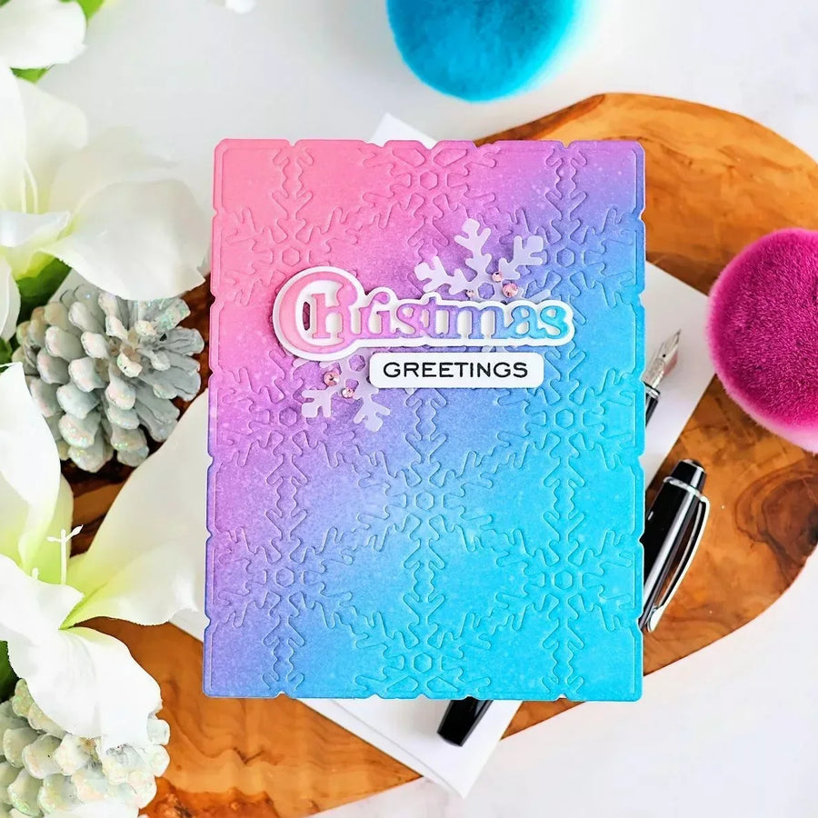Debossed Snowflake Christmas Card Tutorial with Snowflake Background Etched Dies