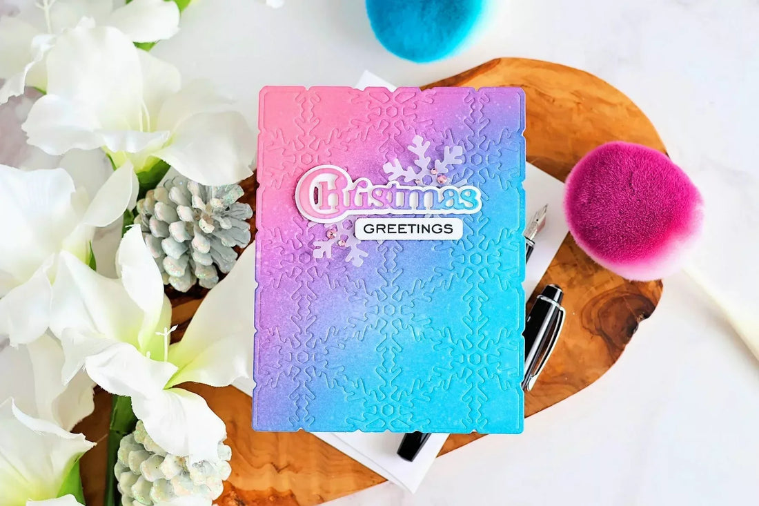 Debossed Snowflake Christmas Card Tutorial with Snowflake Background Etched Dies