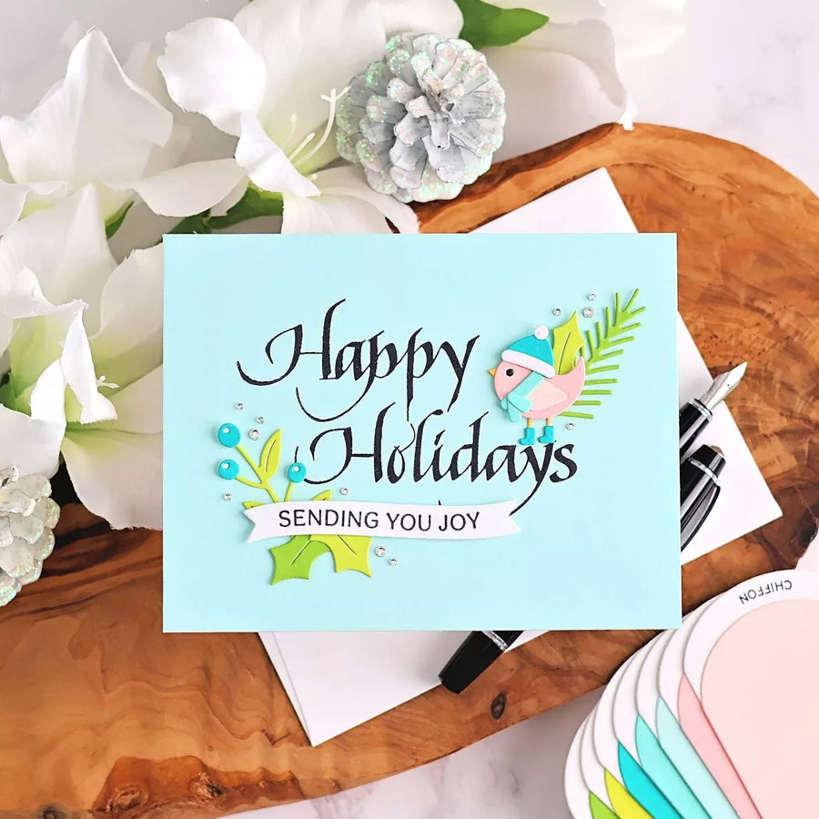 Happy Holidays BetterPress Card Tutorial with Upright Italic Press + Foil Plate