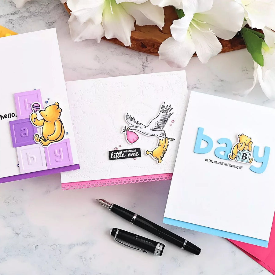 Beginner-Friendly Baby Cards with the Say Cheese Classic Pooh Baby Collection