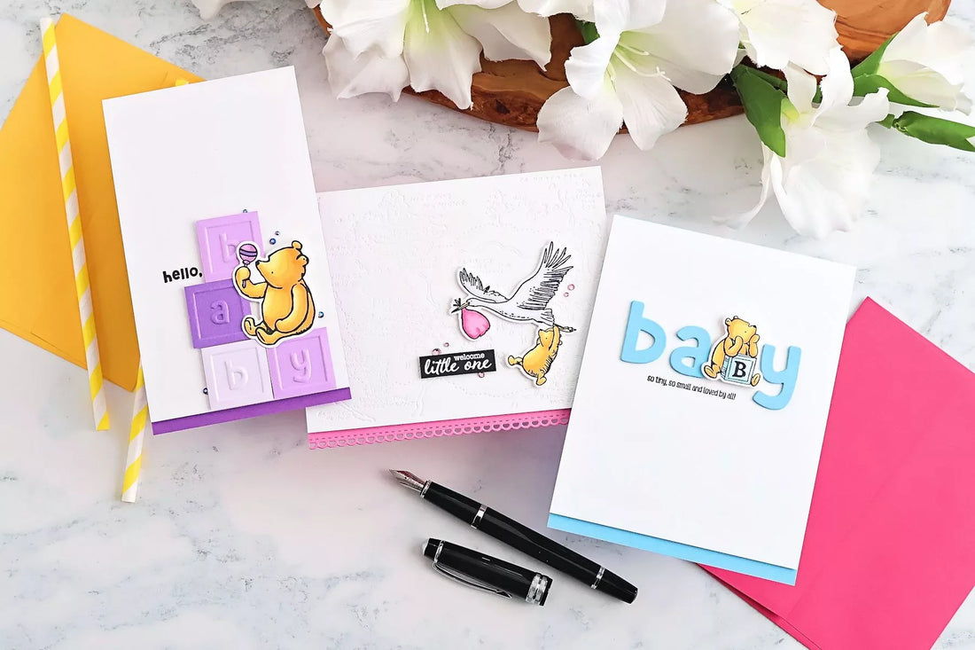 Beginner-Friendly Baby Cards with the Say Cheese Classic Pooh Baby Collection