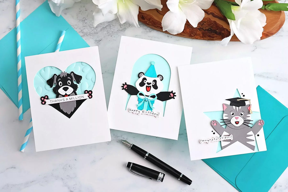Birthday, Thank You & Graduation Cards Using Simon Hurley Sending Hugs Dies