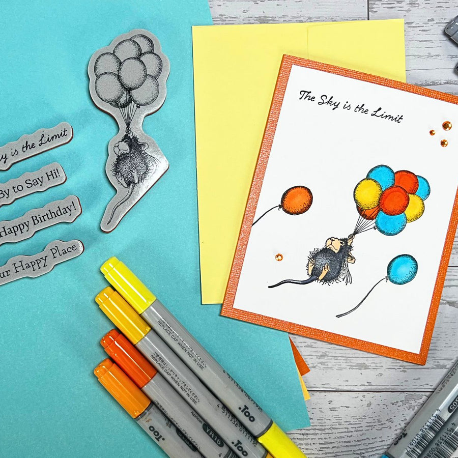 Easy A2 Cards with House-Mouse – Let’s Stamp & Color!