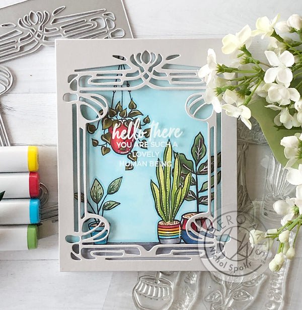 Potted Plants Acetate Vintage Window Scene Card - Hero Arts