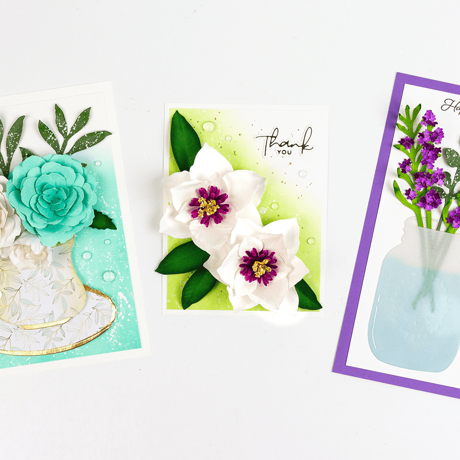 Dimensional Paper Flowers on Cards