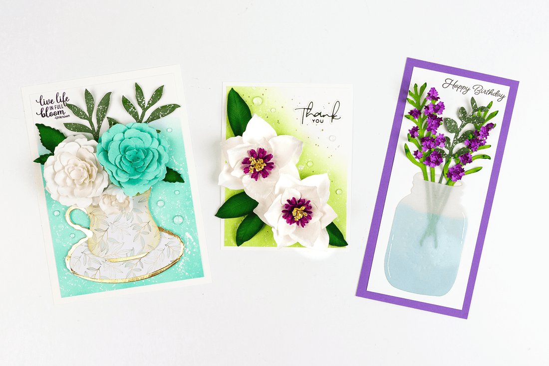 Dimensional Paper Flowers on Cards