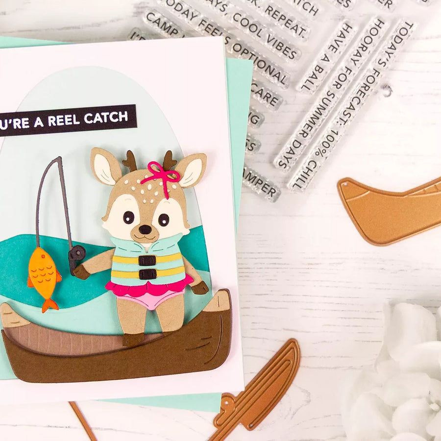 Summer Fishing Card Tutorial: Deer and Boat Die Cutting Project