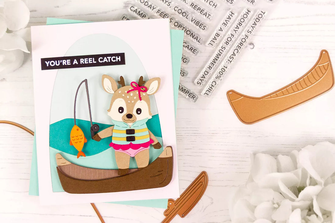 Summer Fishing Card Tutorial: Deer and Boat Die Cutting Project