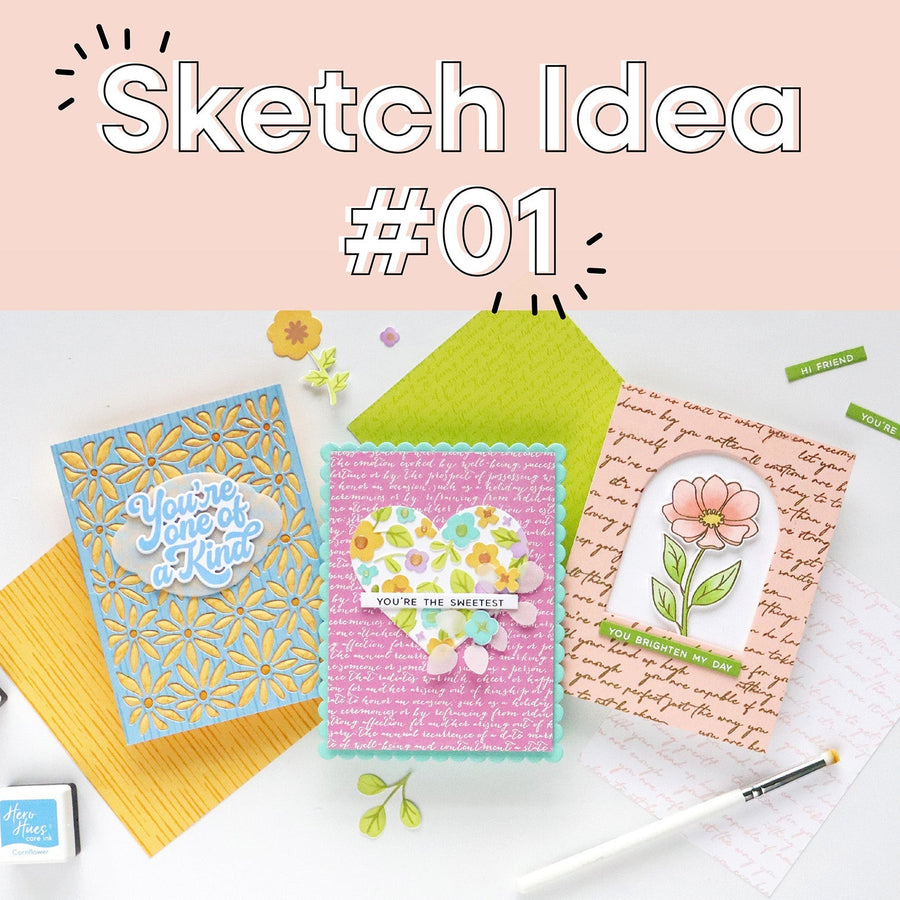 3 cling background cards for sketch idea #01