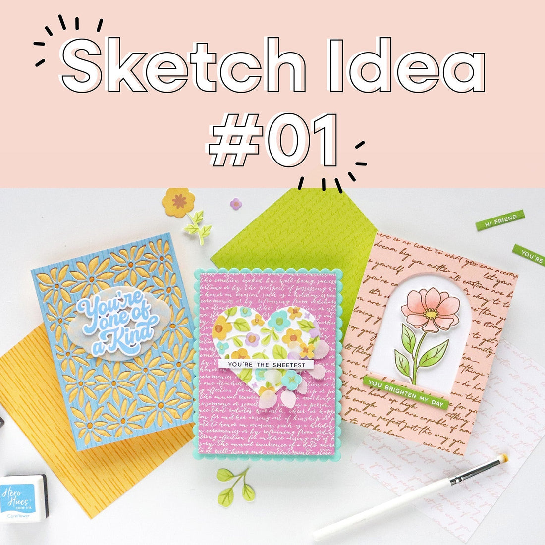 3 cling background cards for sketch idea #01