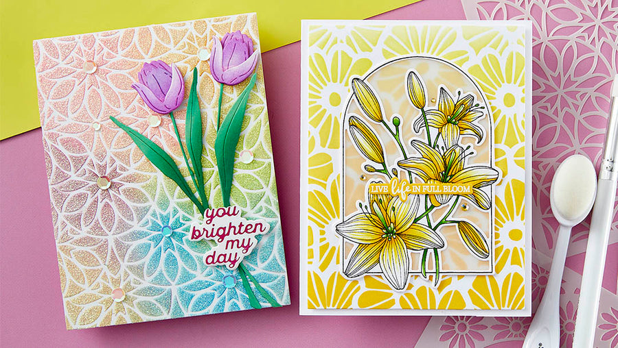 February 2024 Stencil of the Month Preview & Tutorials – Spring Stencil Backgrounds