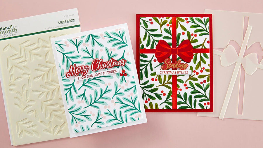 July 2024 Stencil of the Month Preview & Tutorials – Sprigs & Bow
