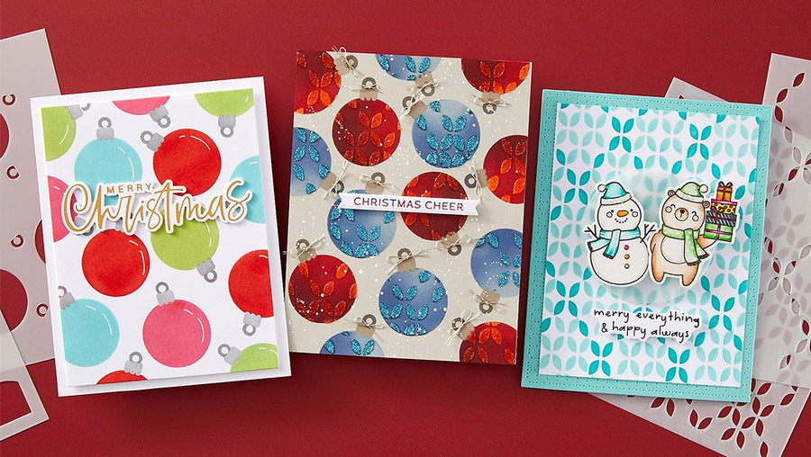 October 2024 Stencil of the Month Preview & Tutorials – Baubles & Festive Background