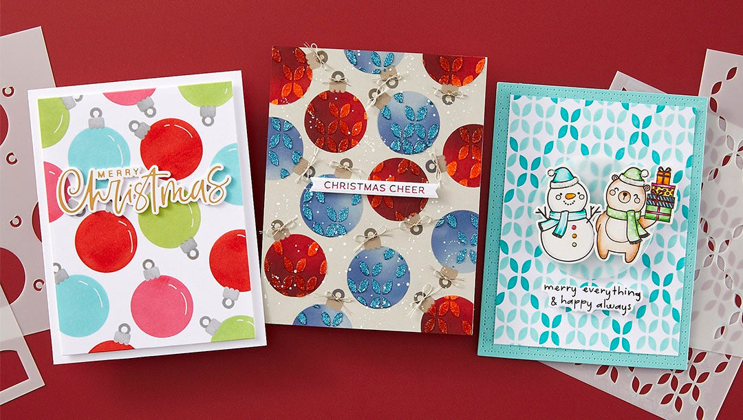 October 2024 Stencil of the Month Preview & Tutorials – Baubles & Festive Background