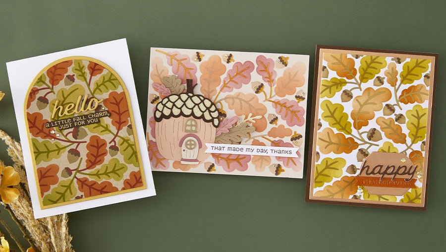 September 2025 Stencil of the Month Preview & Tutorials – Acorns & Oaks