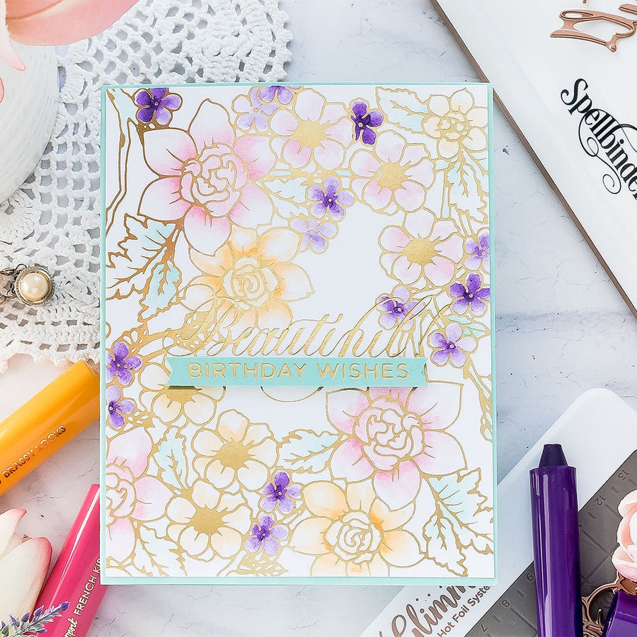 Video: Hot Foil Resist and Watercolor with Flower Pattern Glimmer Hot Foil Plate & ColorSticks by Jane Davenport