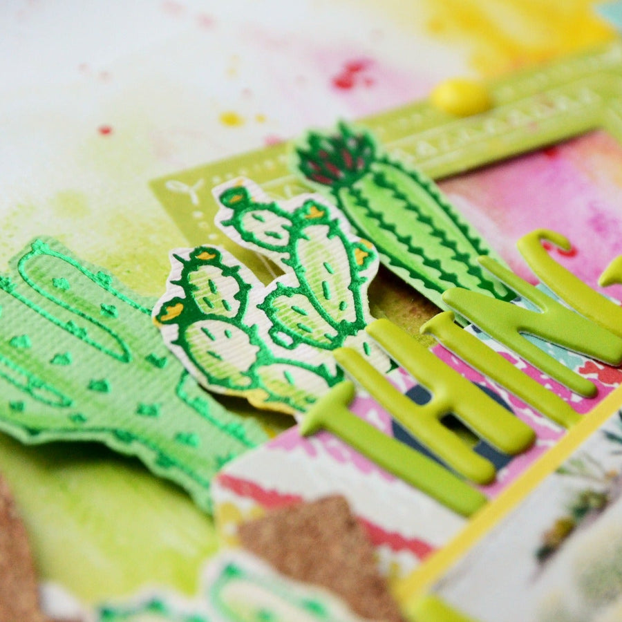 Spellbinders Glimmer Plates Inspiration | Cacti Layout with Anna Komenda