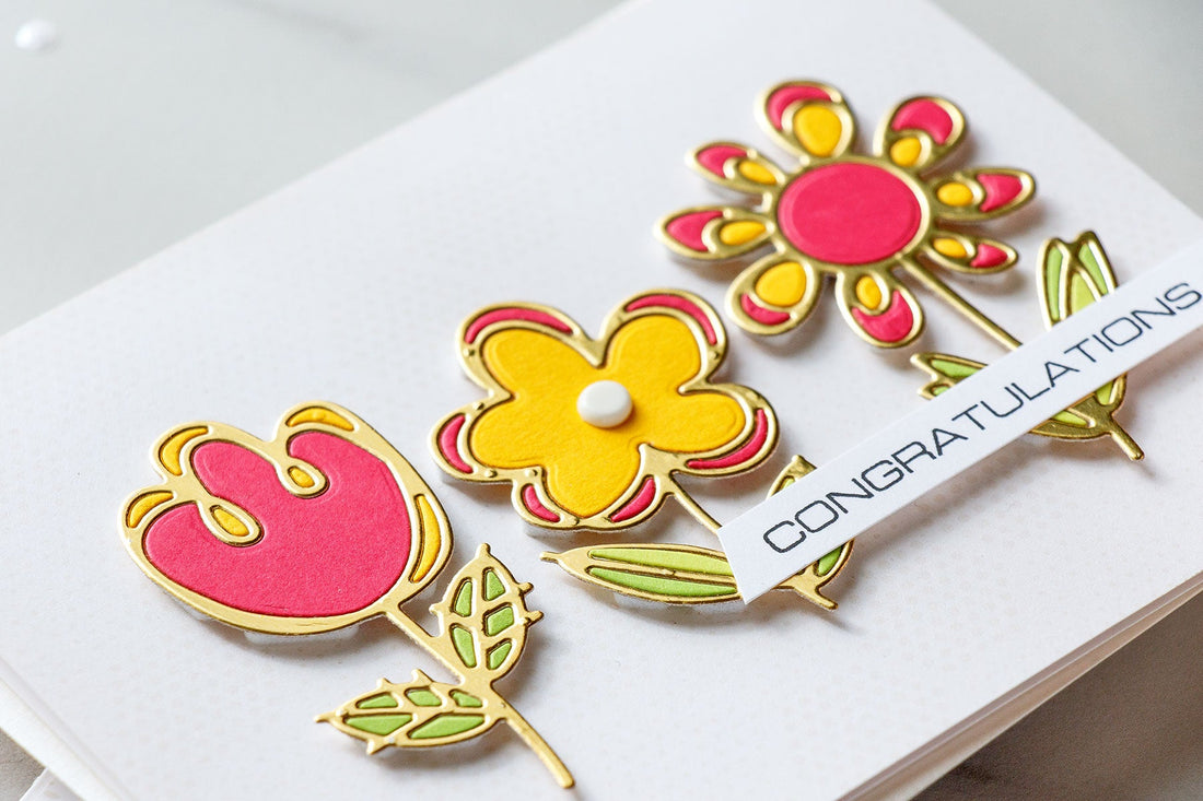 Cardmaking Inspiration | Congratulations Card Featuring Sketched Blooms with Yana