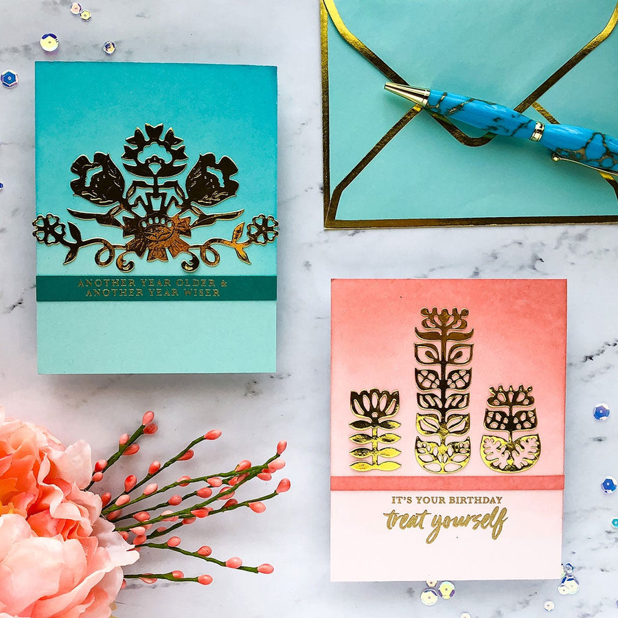 Folk Art Inspiration | Simple Gold Foil Cards with Emily