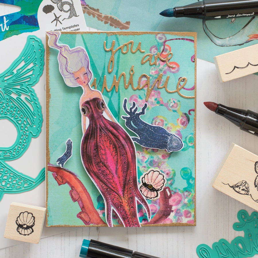 Jane Davenport Artomology | You Are Unique Mixed Media Card with Flóra Mónika Farkas
