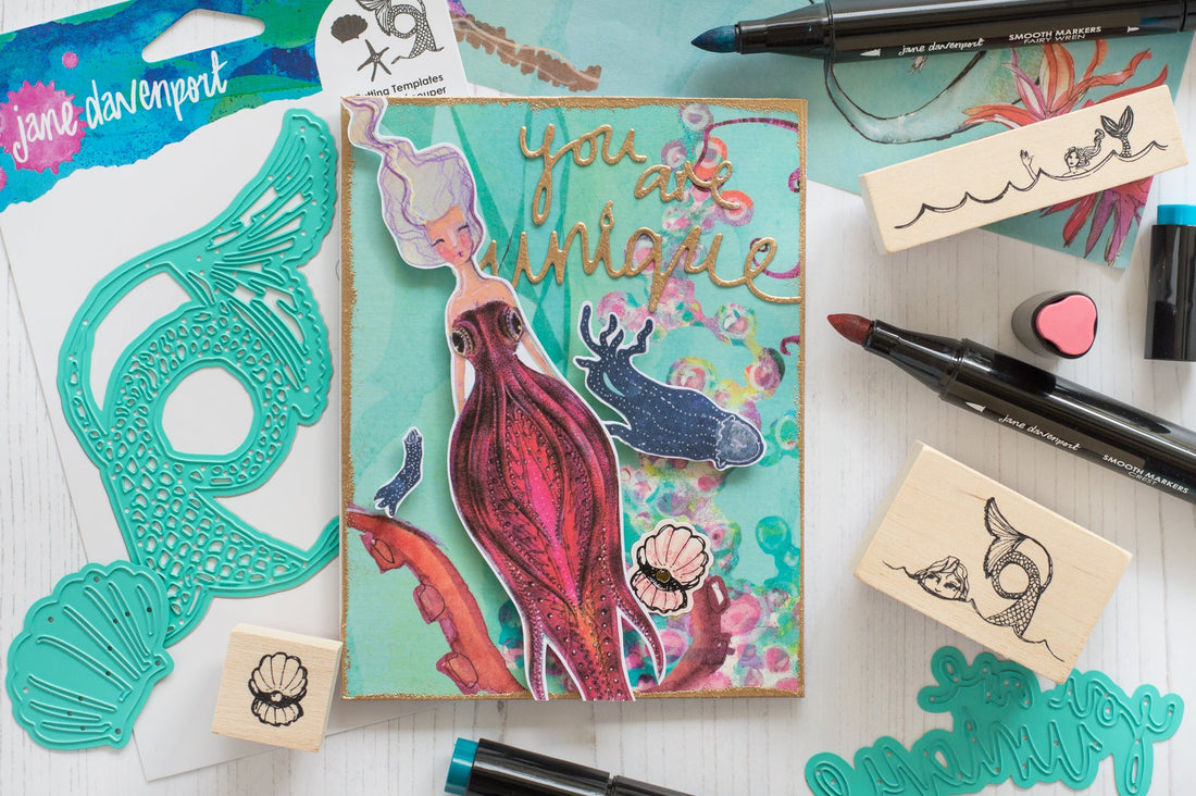 Jane Davenport Artomology | You Are Unique Mixed Media Card with Flóra Mónika Farkas