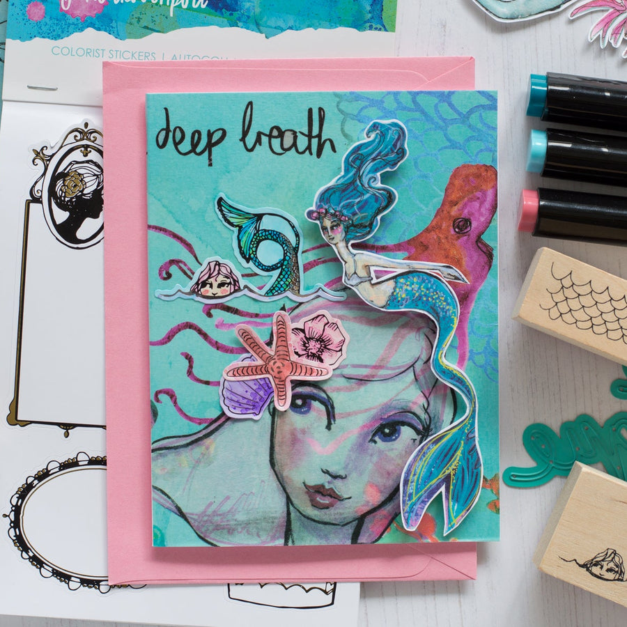 Jane Davenport Artomology | Deep Breath Mixed Media Card with Flóra Mónika Farkas