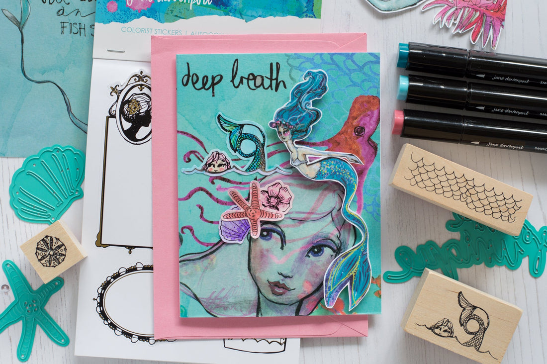 Jane Davenport Artomology | Deep Breath Mixed Media Card with Flóra Mónika Farkas
