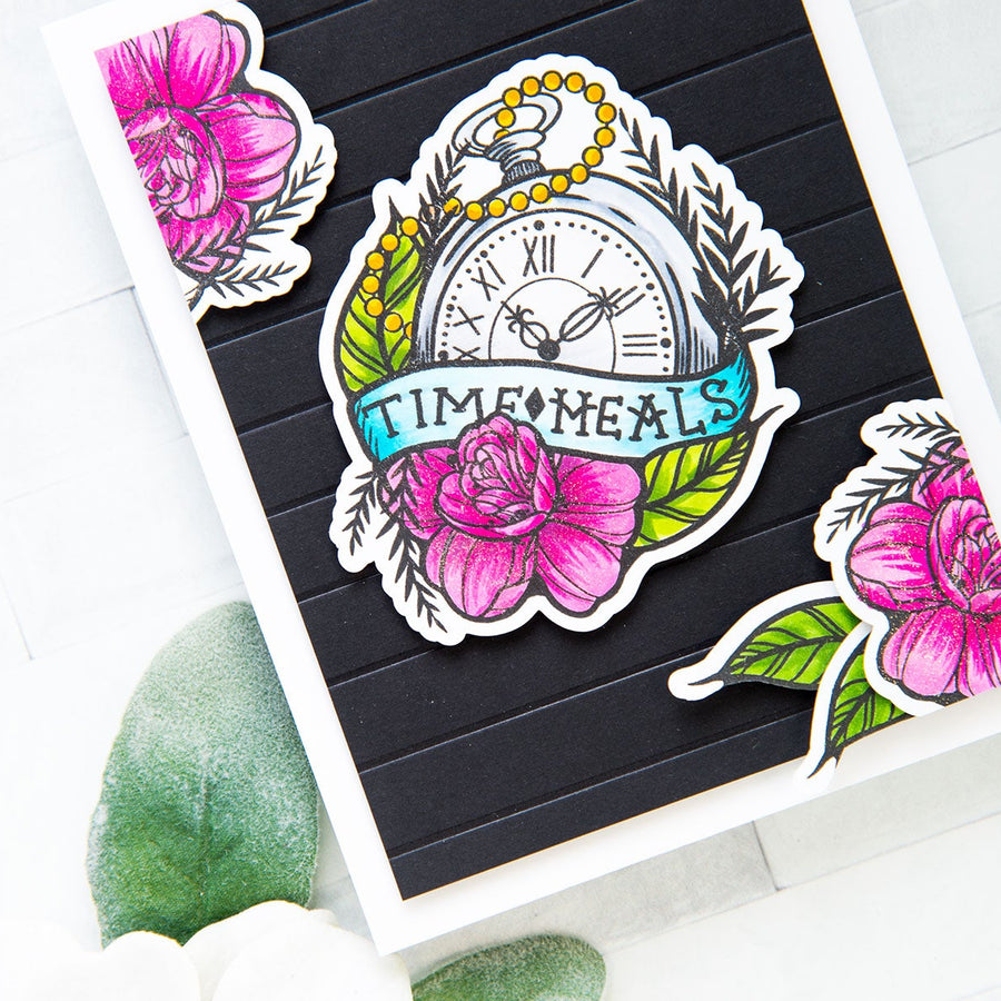 Inked Messages Inspiration | Time Heals Card Featuring One Day At A Time Stamp and Die Set