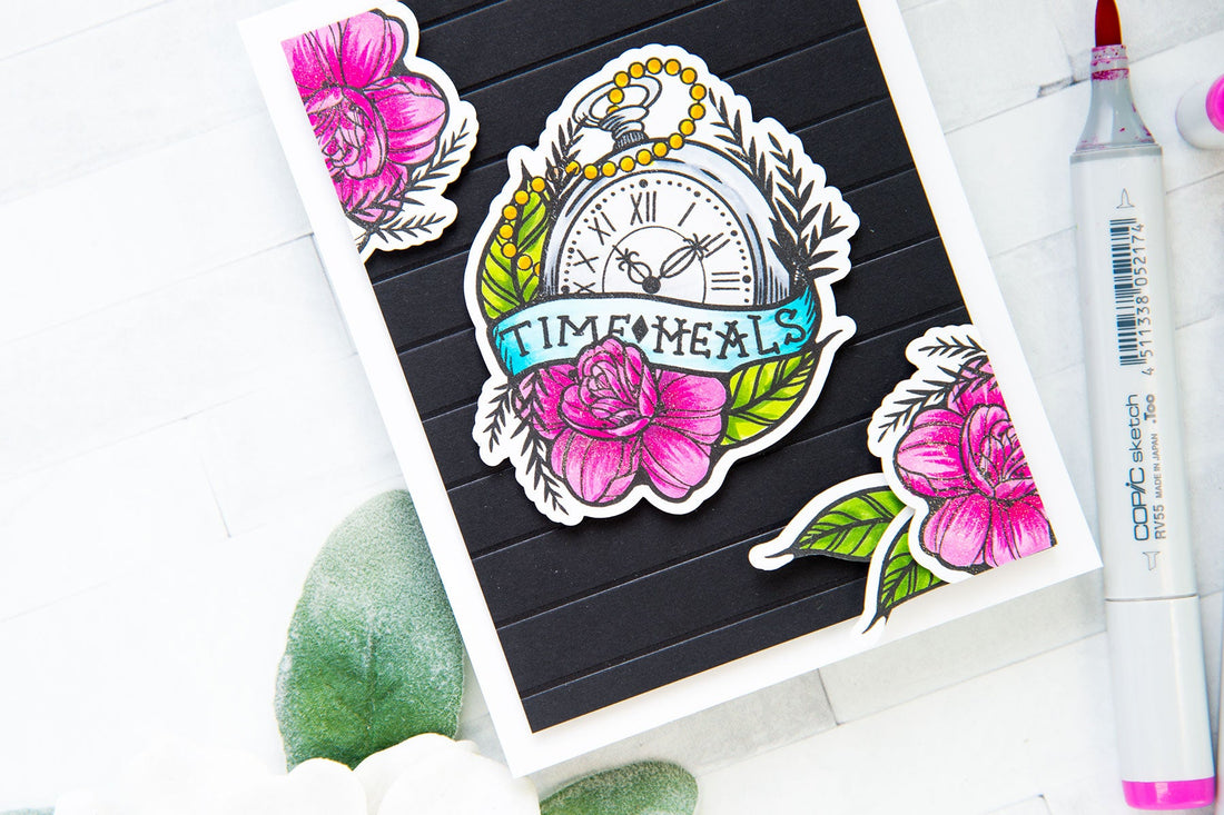 Inked Messages Inspiration | Time Heals Card Featuring One Day At A Time Stamp and Die Set