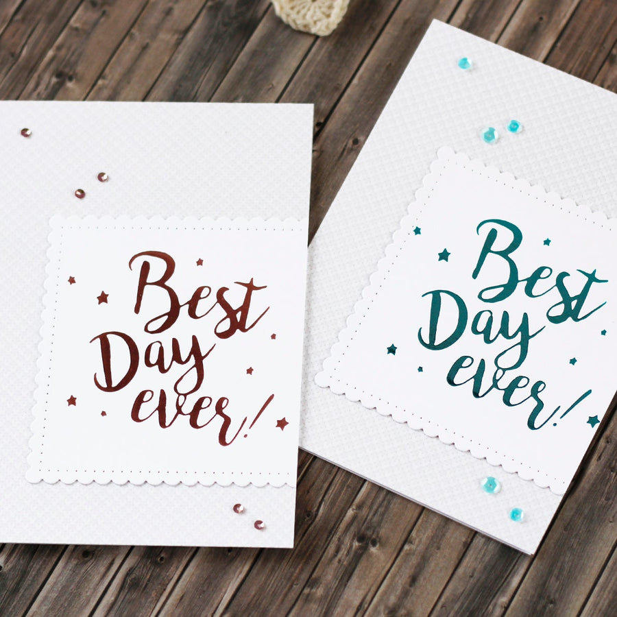 Spellbinders Glimmer Plates Inspiration | Clean & Simple Foiled Cards with Kaja