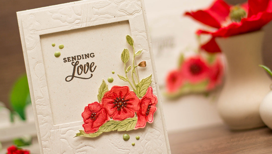 Lavender & Poppies Inspiration | Handmade Card with Dry Embossed Panels
