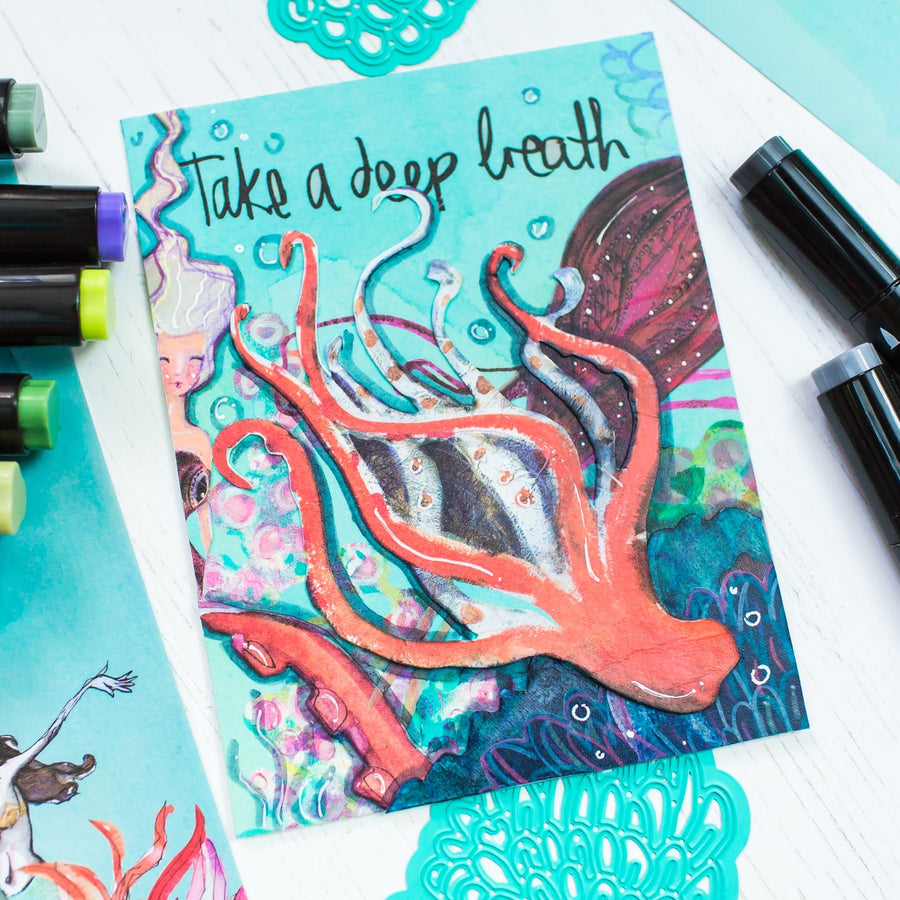 Jane Davenport Artomology | Take a Deep Breath Mixed Media Card with Mona Toth