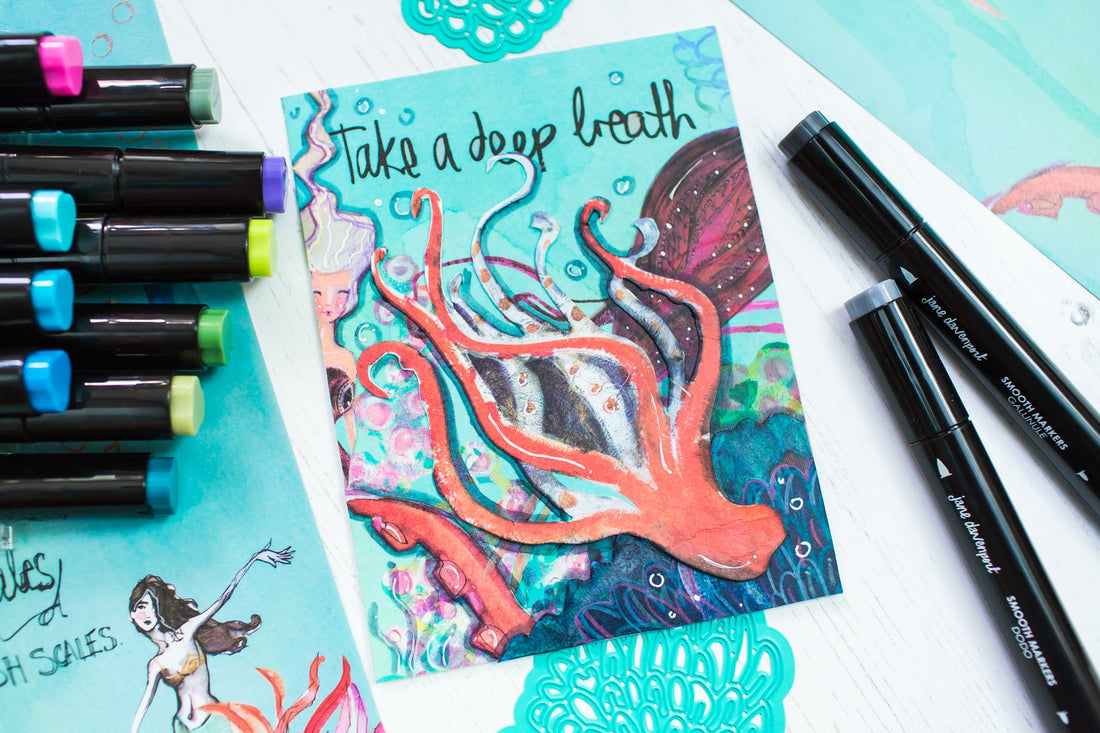 Jane Davenport Artomology | Take a Deep Breath Mixed Media Card with Mona Toth
