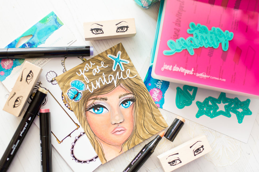 Jane Davenport Artomology | You are Unique Mixed Media Card with Mona Toth