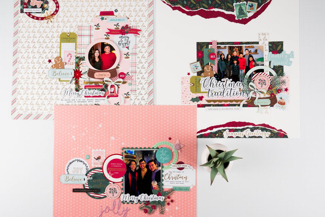 3 Layouts Using Oh Joyful Day by Rosie’s Studio
