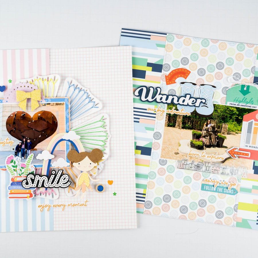 2 Layouts Using Storytelling Betterpress Stamps and Dies