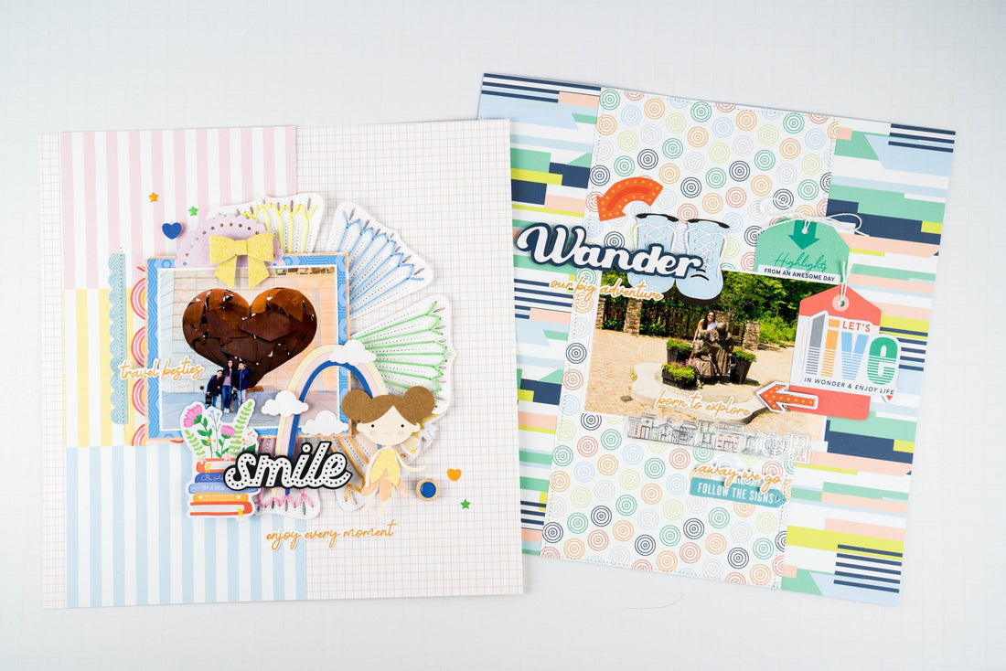2 Layouts Using Storytelling Betterpress Stamps and Dies