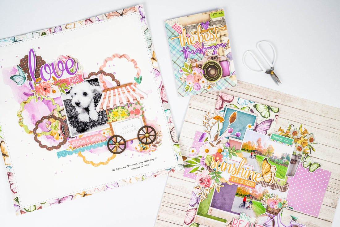 2 Layouts and a Card Using Simple Vintage Flower Shoppe by Simple Stories