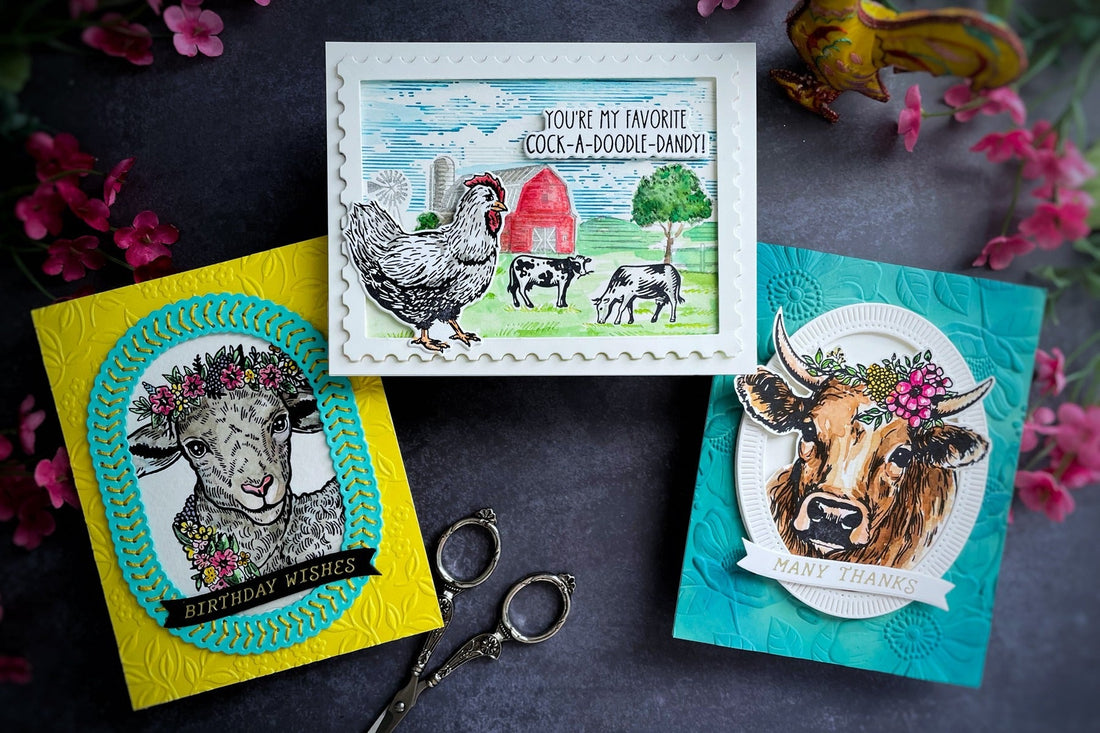 Water Color Trio Cards with Justine’s Farm BetterPress Plates