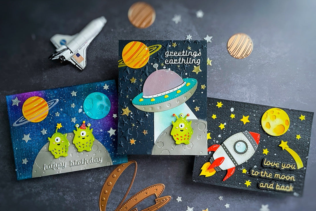 Space Adventure Birthday Celebration Cards