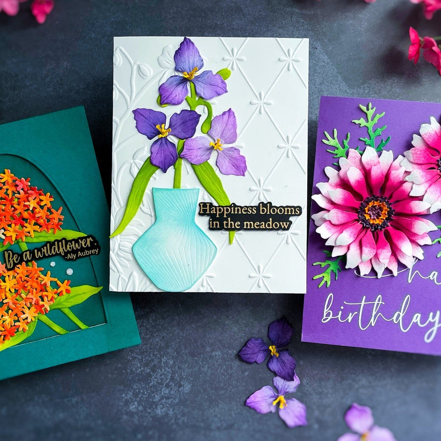 Three Vivid Colored Flowers Cards