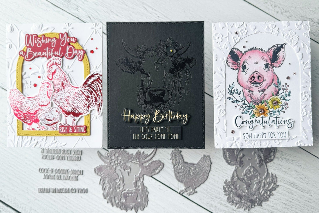Three Adorable Farm Animal Cards
